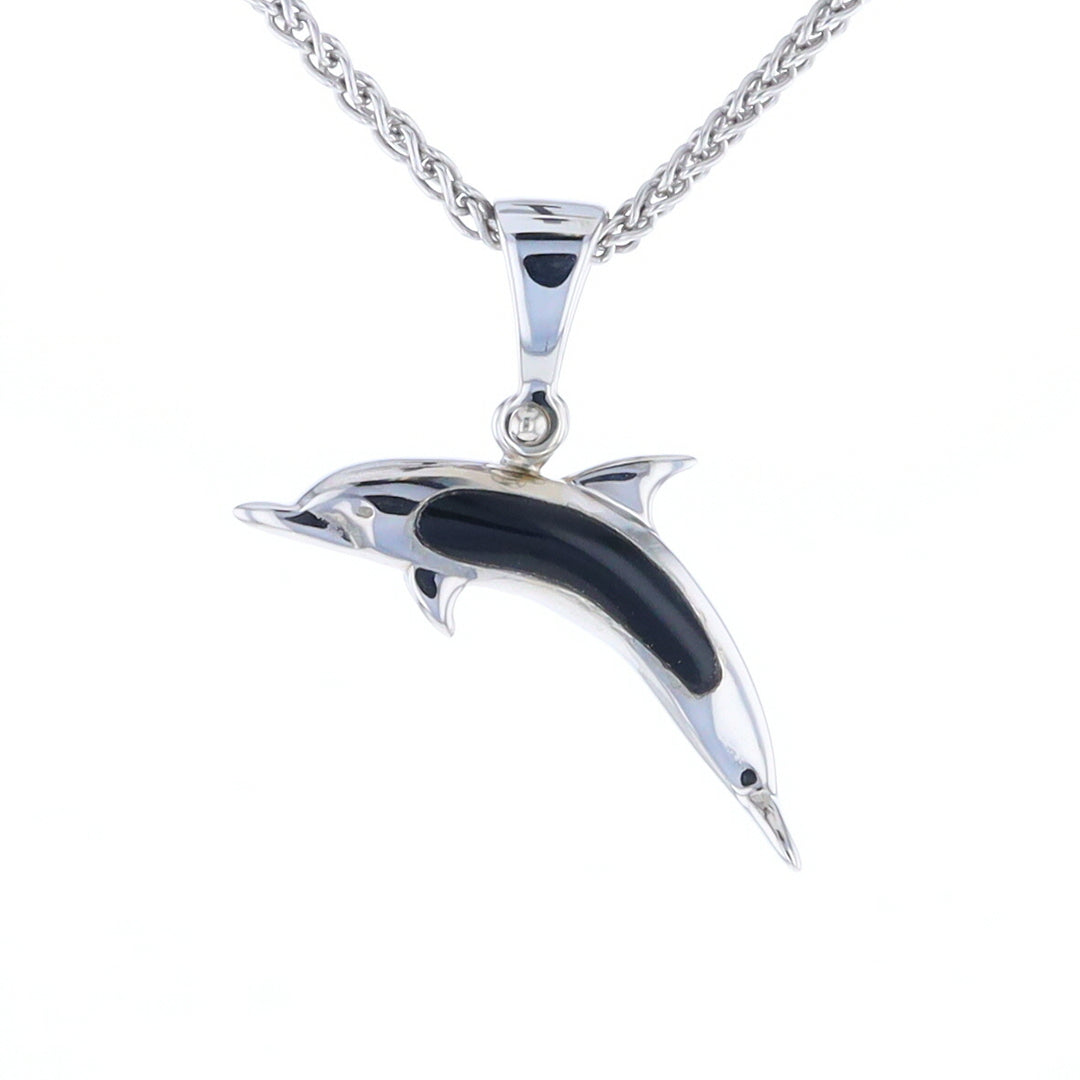 Onyx Inlaid Dolphin Pendant