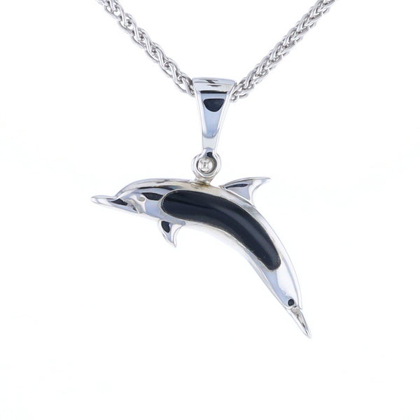 Onyx Inlaid Dolphin Pendant