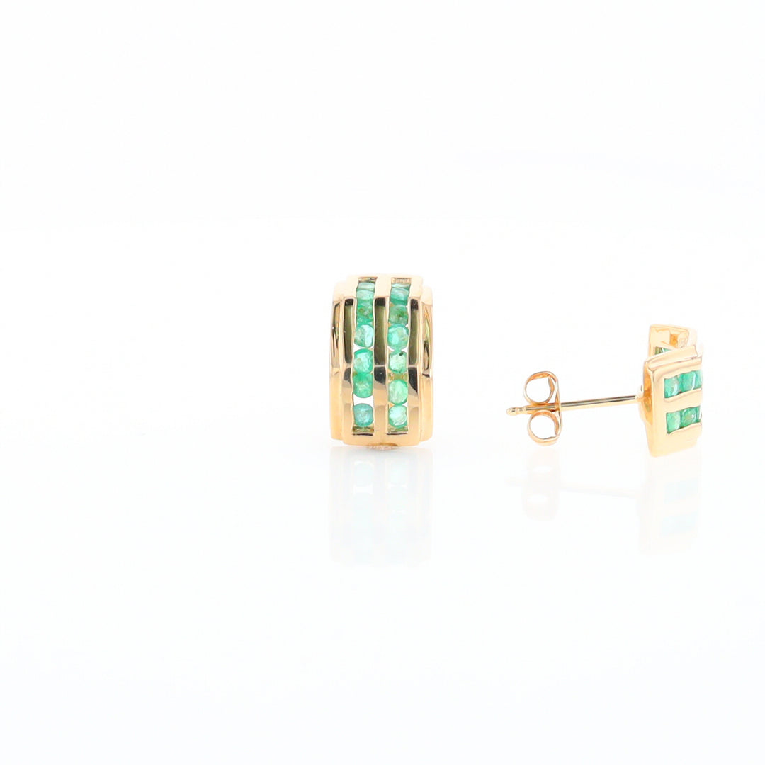 Semi-Hoop Channel Emerald Earrings