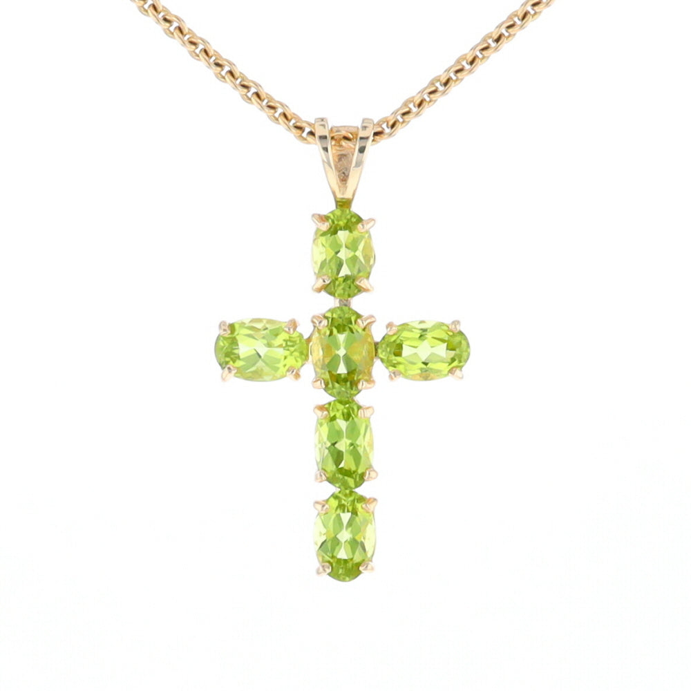 Oval Peridot Cross Pendant