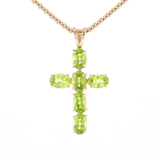Oval Peridot Cross Pendant