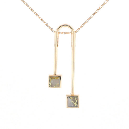 Gold Quartz 2 Square Curved Bar Pendant