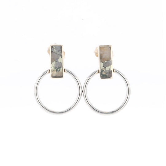 Gold Quartz Rectangle Inlaid Knocker Earrings - G2