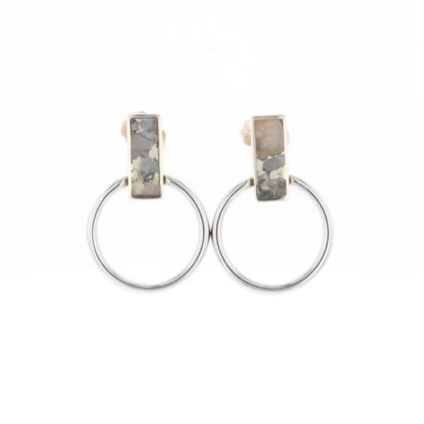 Gold Quartz Rectangle Inlaid Knocker Earrings - G2
