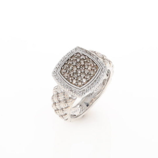 Champaign Diamond Square Braided Cluster Band
