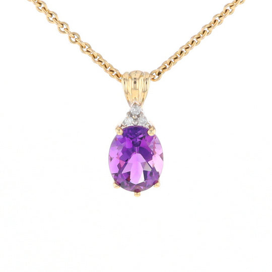 Oval Amethyst Diamond Pendant