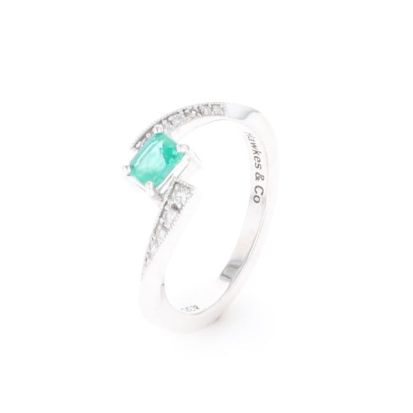 Emerald Twist Ring with Diamond Accents