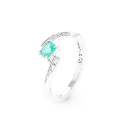 Emerald Twist Ring with Diamond Accents