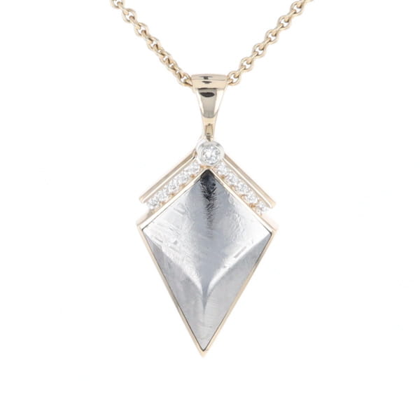 Meteorite Kite Shape Inlaid Pendant with 0.19ctw Diamonds