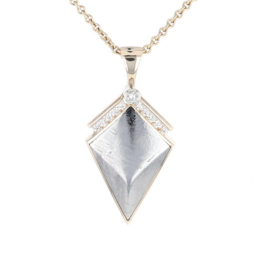 Meteorite Kite Shape Inlaid Pendant with 0.19ctw Diamonds