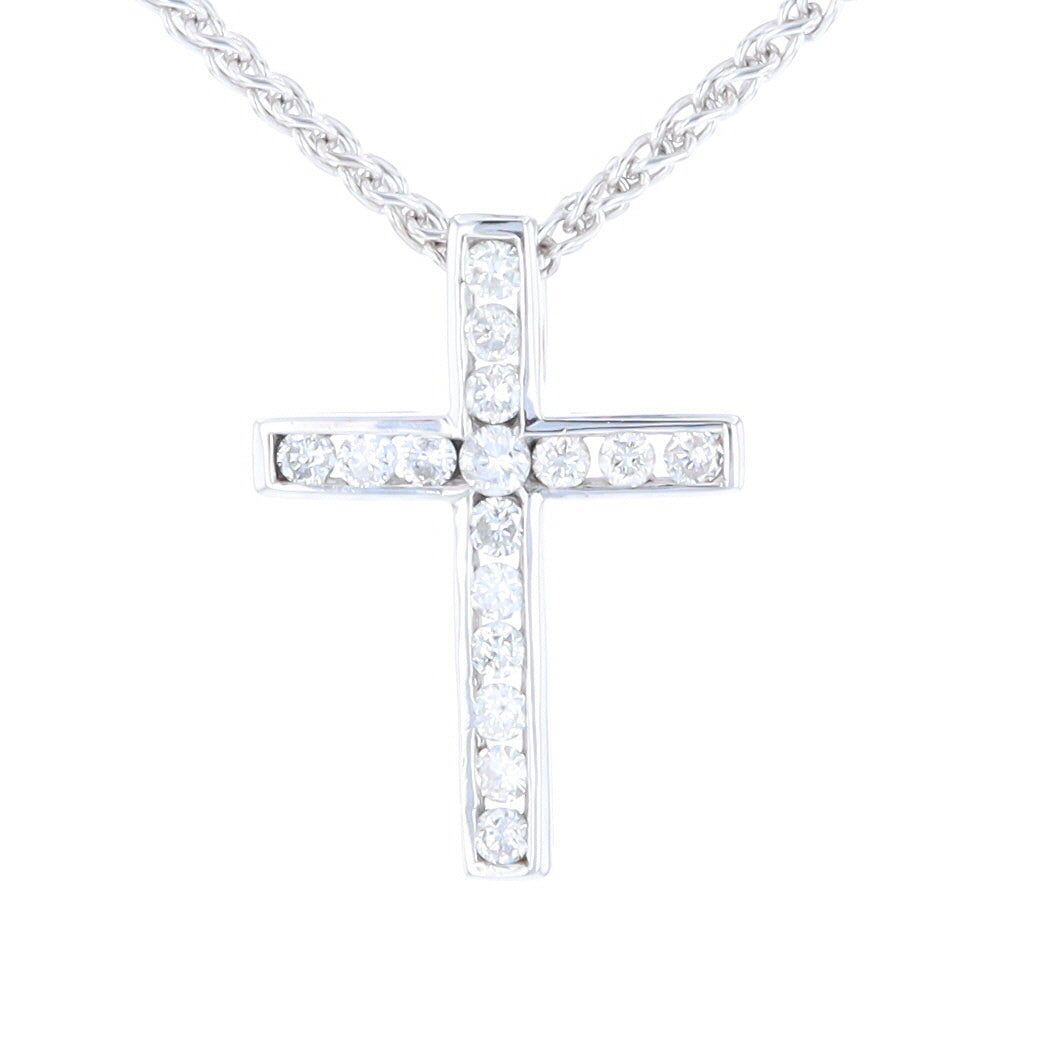 Channel Set Diamond Cross Pendant