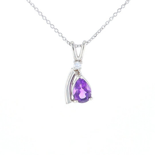 Amethyst Pear Ribbon Necklace