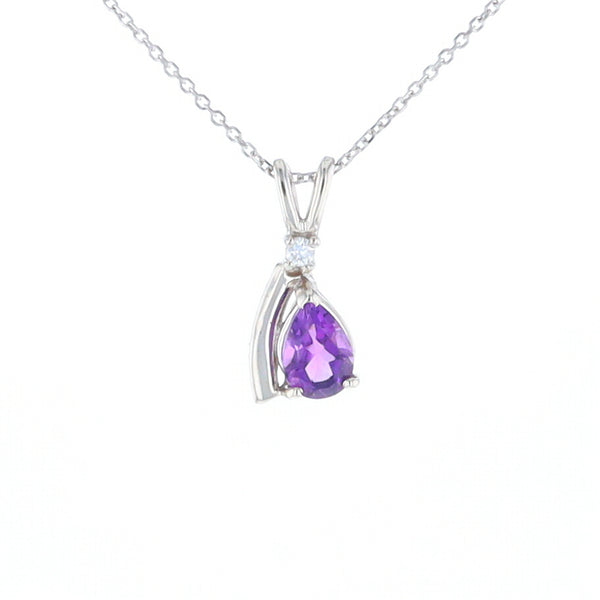 Amethyst Pear Ribbon Necklace