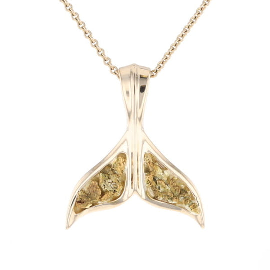Whale Tail Natural Gold Nuggets Inlaid Pendant XL