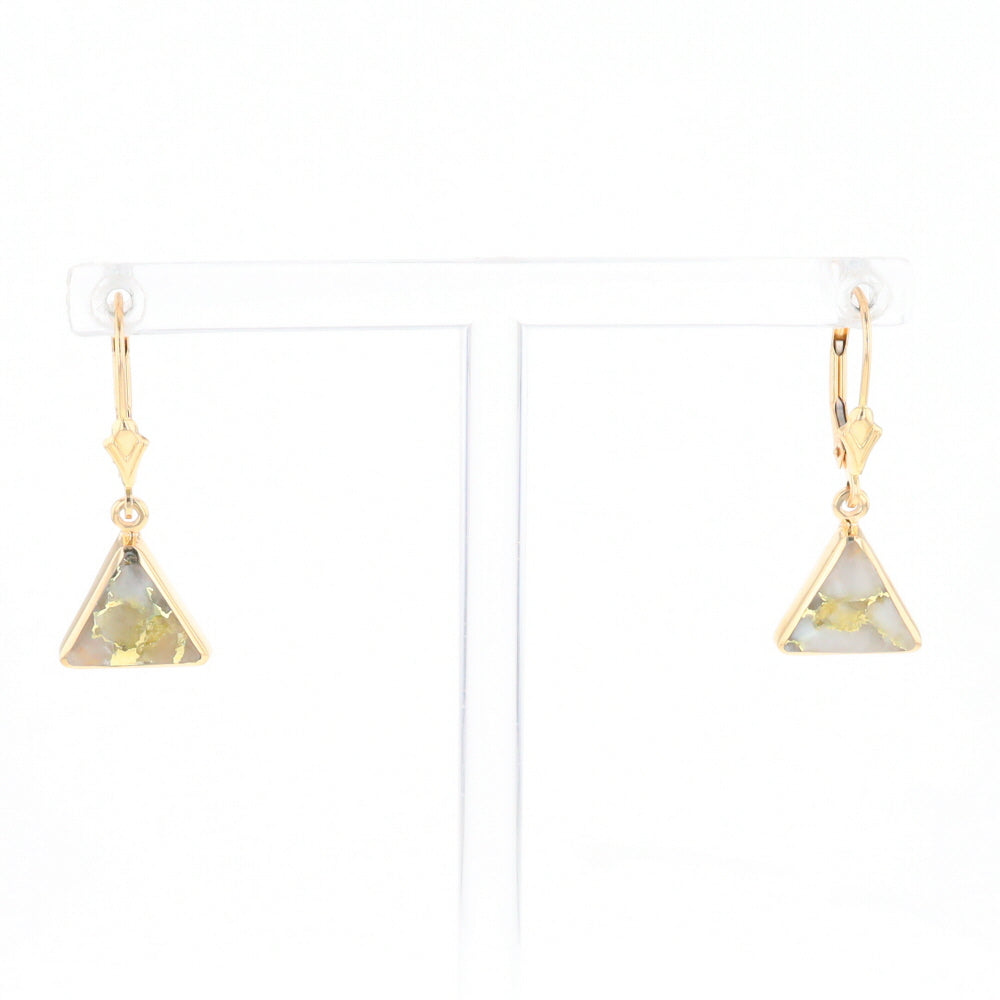 Gold Quartz Triangle Inlaid Earrings - G2