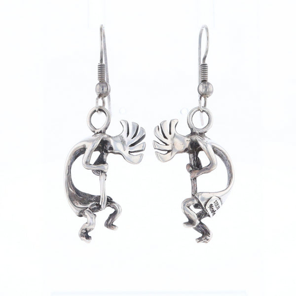 Silver Kokopelli Dangle Earrings