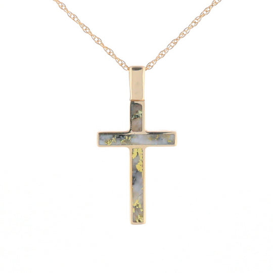 Three Section Gold Quartz Cross - G2