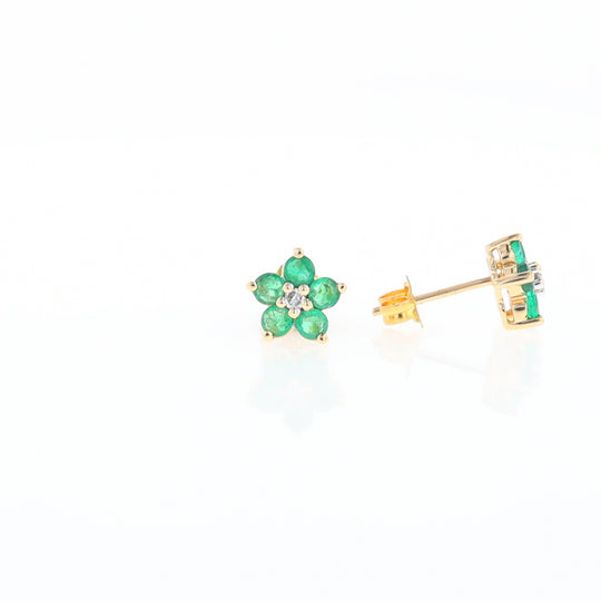 Emerald Flower Stud Earrings