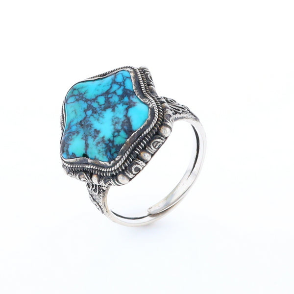 Adjustable Star Shaped Turquoise Ring