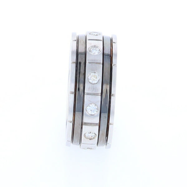 Contemporary Men's Comfort Fit Wedding Band With Diamonds