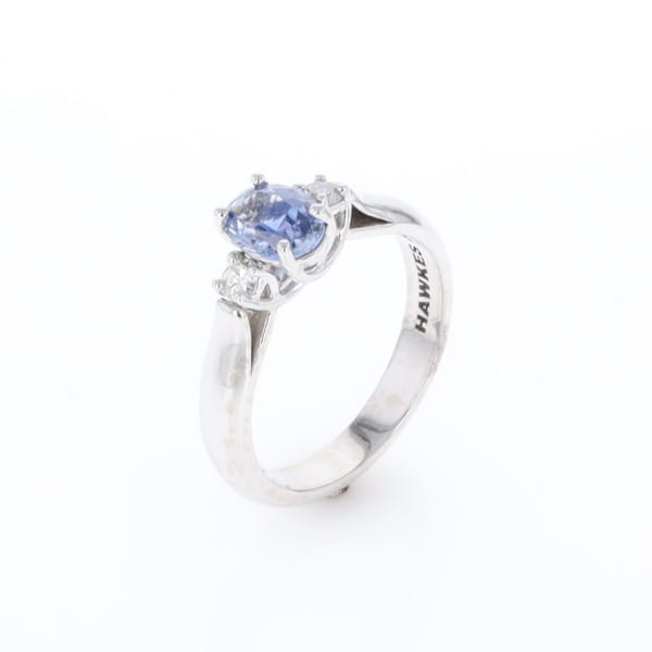 Ceylon Sapphire Three-Stone Trellis Ring