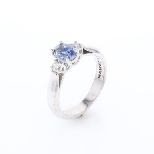 Ceylon Sapphire Three-Stone Trellis Ring
