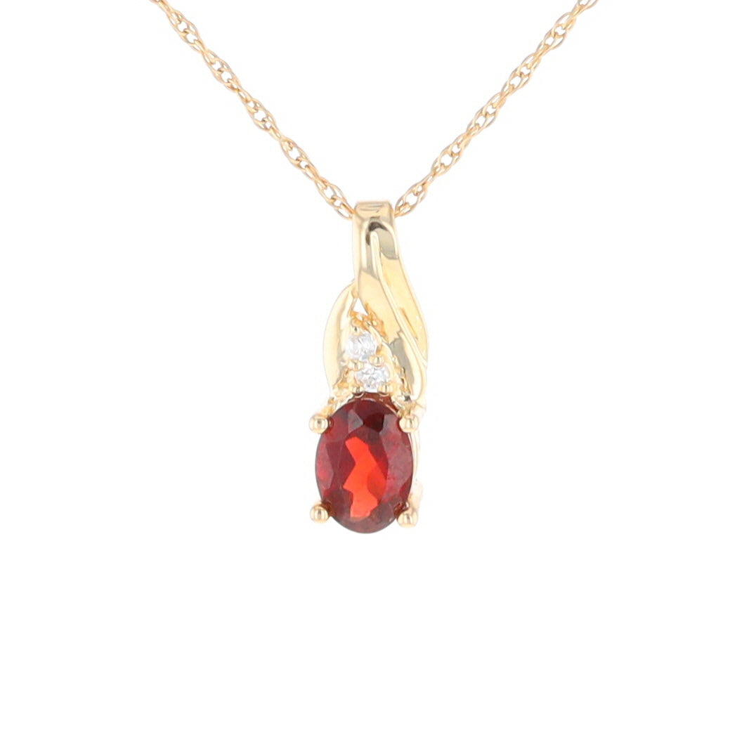 Oval Garnet Pendant with Cubic Zirconia Accents