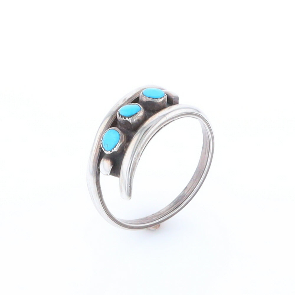 Round Turquoise Row Bypass Ring