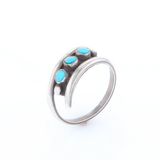 Round Turquoise Row Bypass Ring