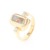 Gold Quartz Ring Oval Inlaid Design with .06ctw Round Diamonds