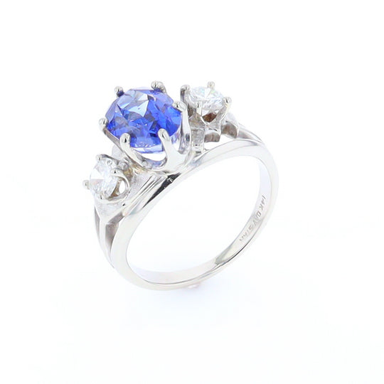 Oval Sapphire Ring with Diamond Side Accents