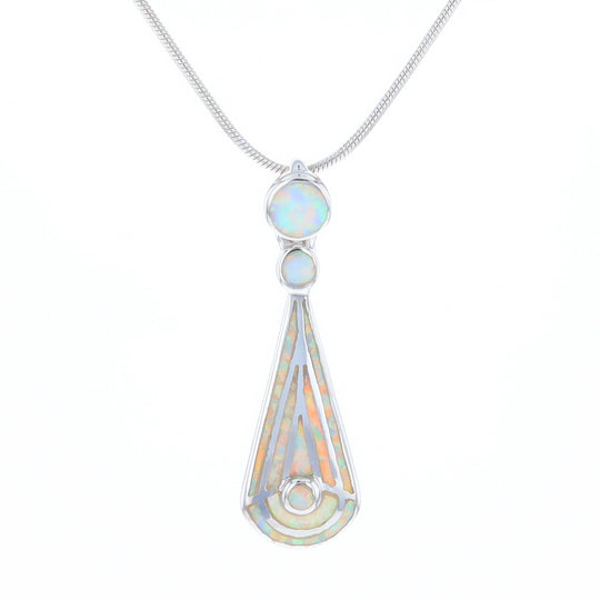 Teardrop Simulated Opal Inlay Necklace