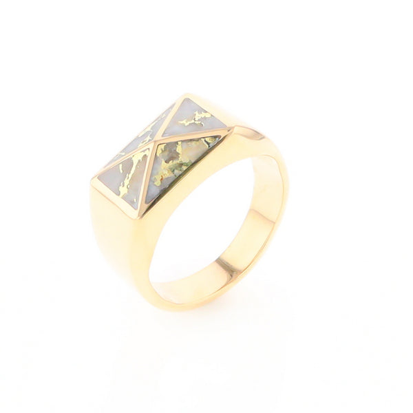 Four Section Gold Quartz Inlaid Men's Ring G2