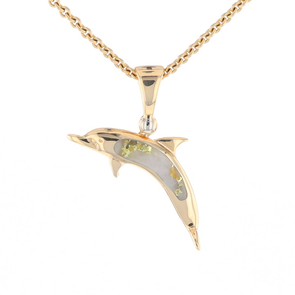 Gold Quartz Dolphin Pendant - G2