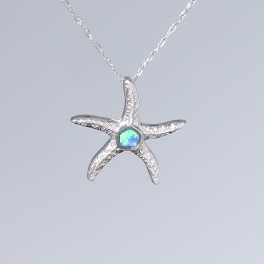 Opal Pendant Inlaid Realistic Star Fish Design