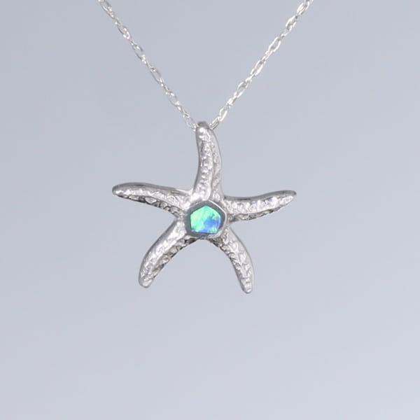 Opal Pendant Inlaid Realistic Star Fish Design