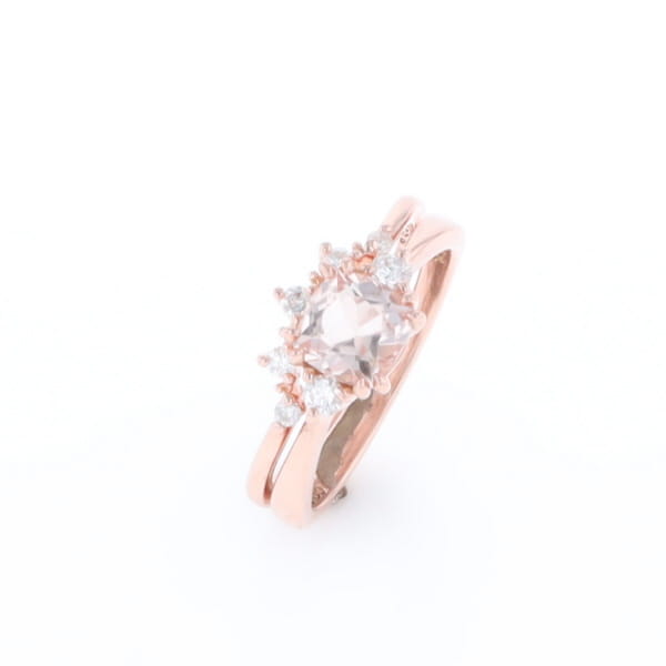 Two Ring Morganite Wedding Set