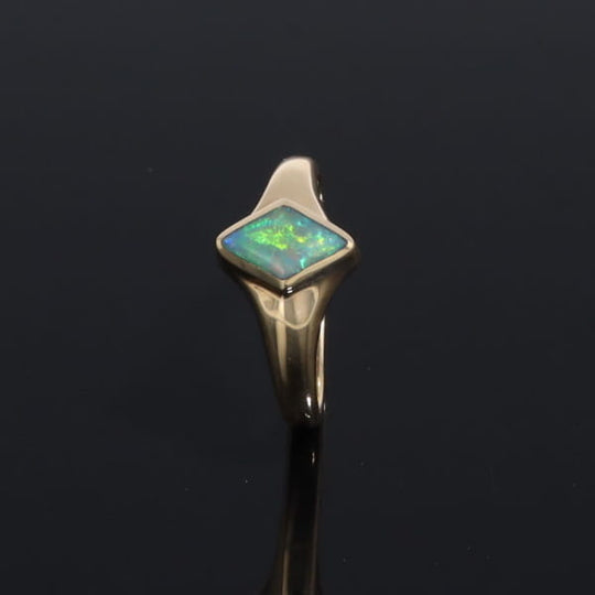 Ethiopian Opal Rings Diamond Shape Inlaid Design