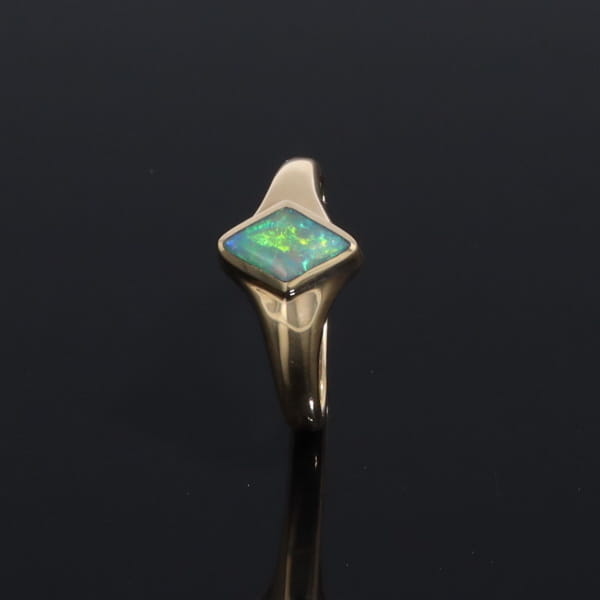 Ethiopian Opal Rings Diamond Shape Inlaid Design