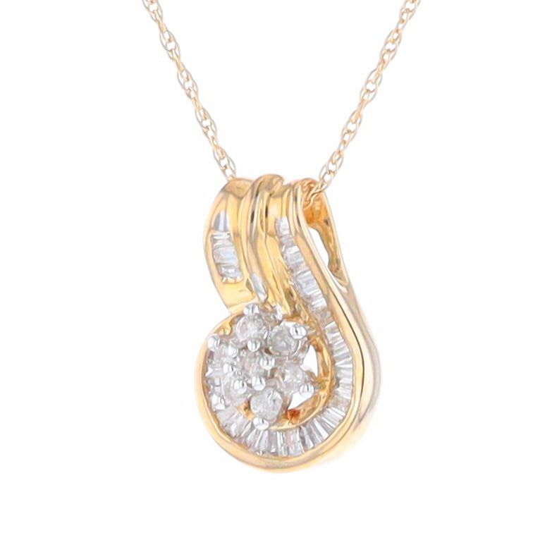 Gold Slide and Flower Diamond Pendant