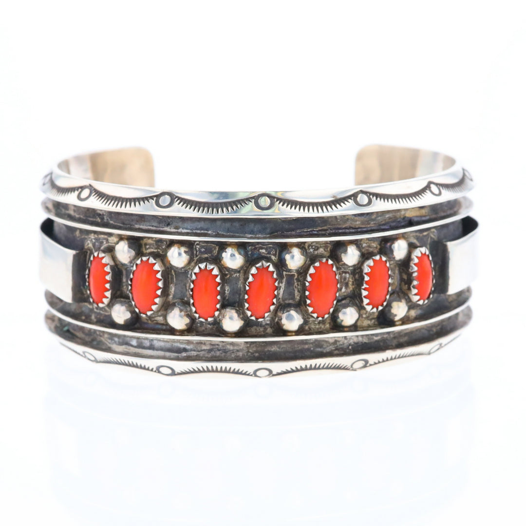 Jackie Singer Navajo Coral Cuff Bracelet