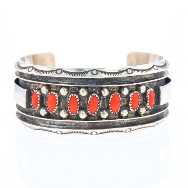 Jackie Singer Navajo Coral Cuff Bracelet