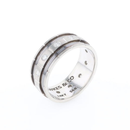 Contemporary Men's Comfort Fit Wedding Band With Diamonds