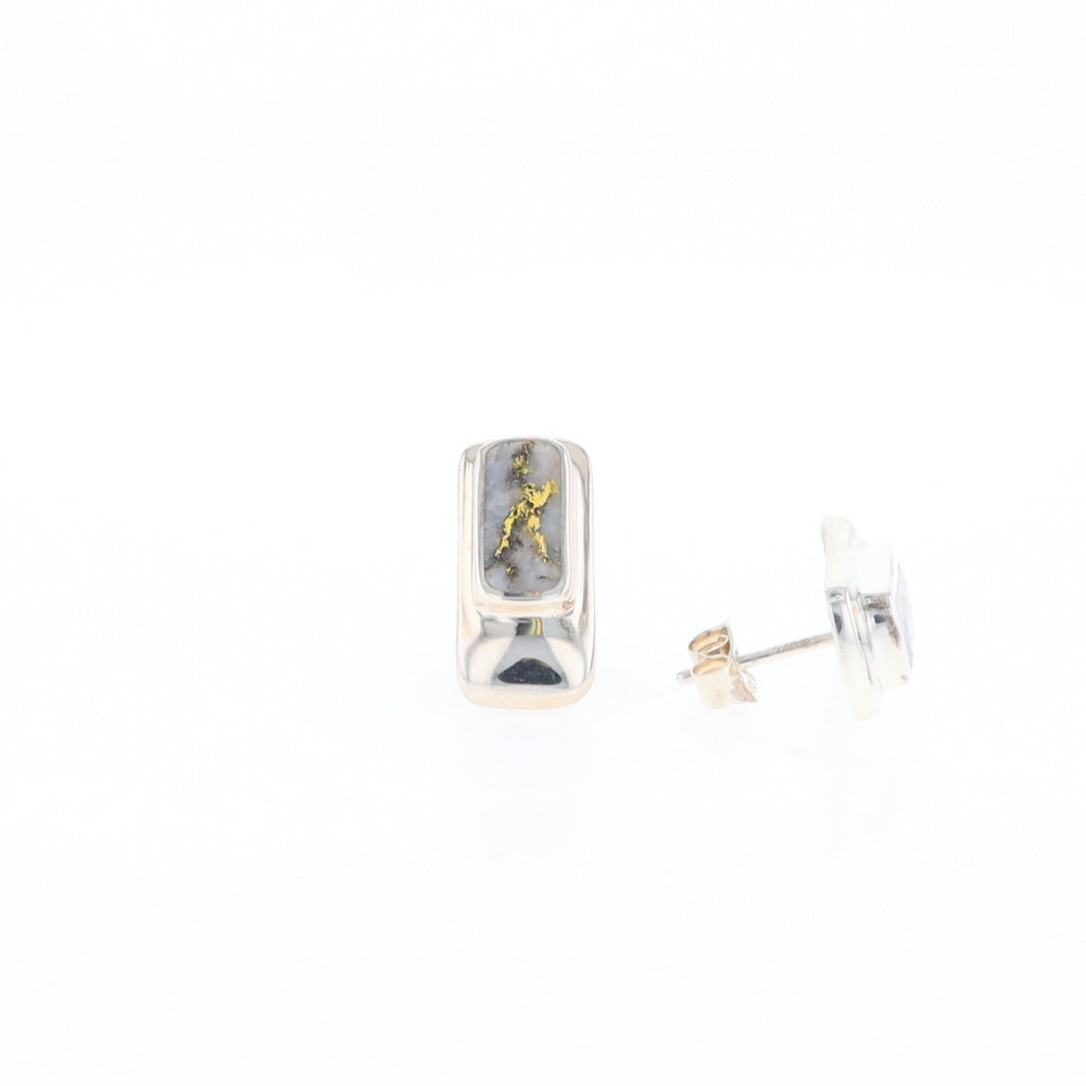 Gold Quartz Inlaid Rectangle Stud Earrings - G3