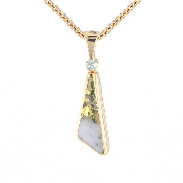 Triangular Gold Quartz Pendant - G2