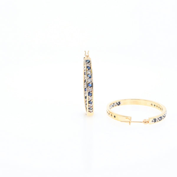 Sapphire & Diamond Hoop Earrings