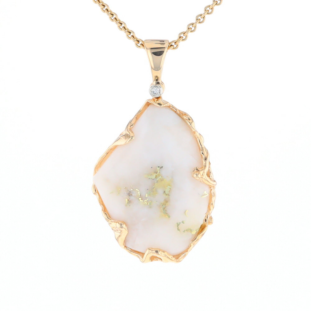 Gold Quartz Freeform Pendant