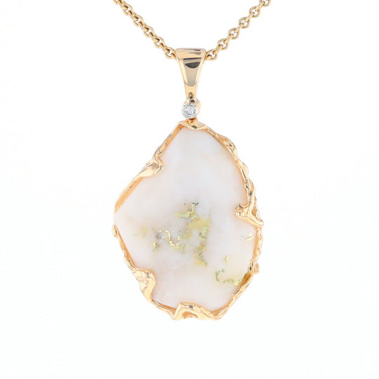 Gold Quartz Freeform Pendant