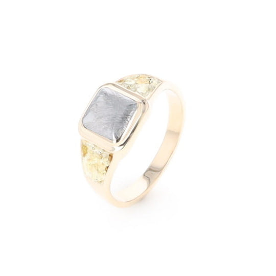 Meteorite & Gold Nugget Ring