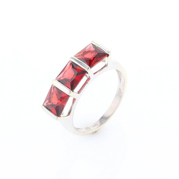 Three Square Garnet Ring